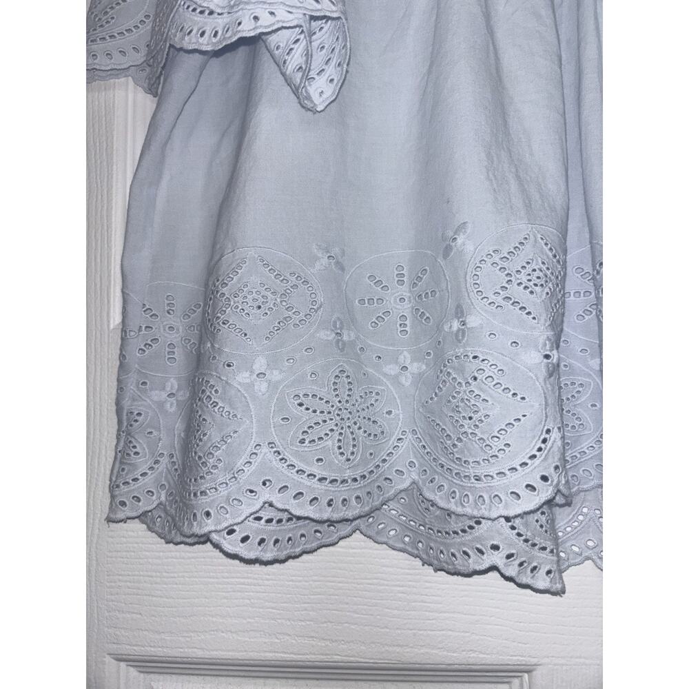 NWT Madewell Embroidered Pintuck High Neck Top Soft Blue Large Cottage - Picture 9 of 11